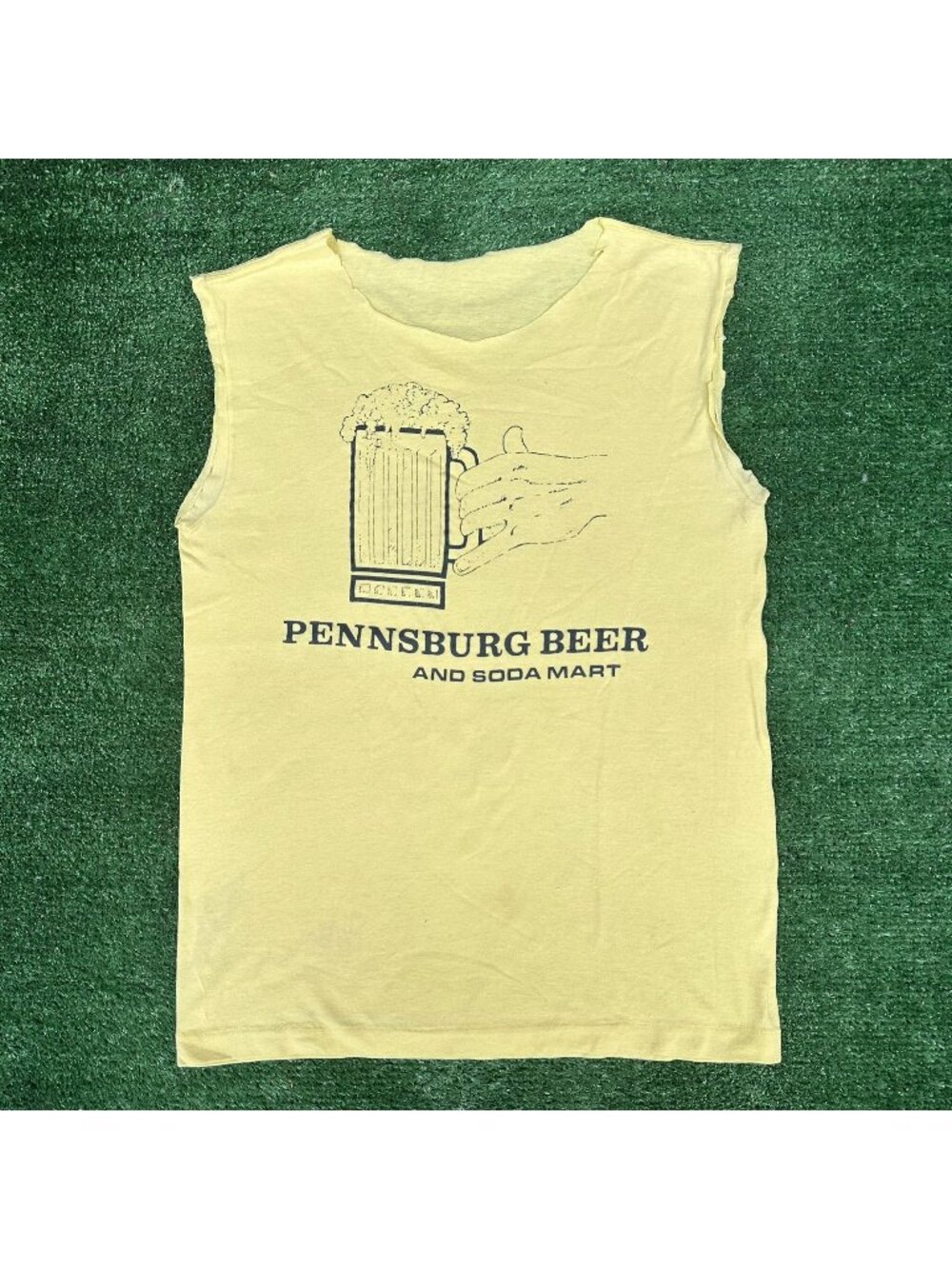 Vintage 70s Molson Golden Beer Muscle T-Shirt Tank Yellow S Single Stitch Thin